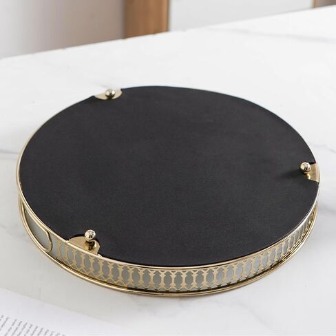 Perfume Tray Mirror Tray Gold Makeup Vanity Tray Hollow-Carved Jewelry Tray Metal Trinket Storage Tray Home Organizer Decorative Tray for for Dresser Bathroom Countertop (Gold) in Saudi Arabia