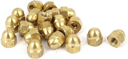 uxcell Hex Cap Nuts - 20Pcs M6 Dome Nuts Brass Hexagon Decorative Cap Nut for Screws Bolts Brass Tone in Saudi Arabia