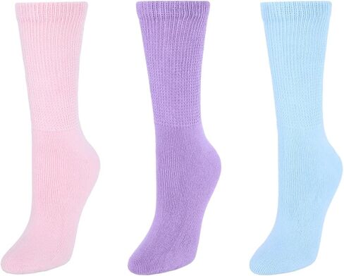 CTM® Women's Diabetic Pastel Color Crew Socks (3 Pack) in Saudi Arabia