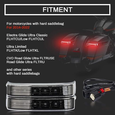 psler Saddlebag Housing Tail Run Brake Turn Light Lamp LED Len for Touring Street Road Glide CVO Electra Glide Ultra Classic Ultra Limited CVO 2014-2022 (Chrome Red) in Saudi Arabia