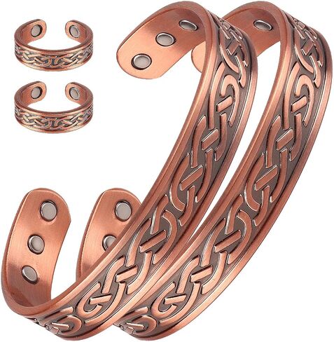 99.99% Pure Copper Cuff Bangle with 6pcs 3500 Gauss Magnets,Adjustable Copper Bracelet, Gifts for Women Men (Cuff * 1) in Saudi Arabia