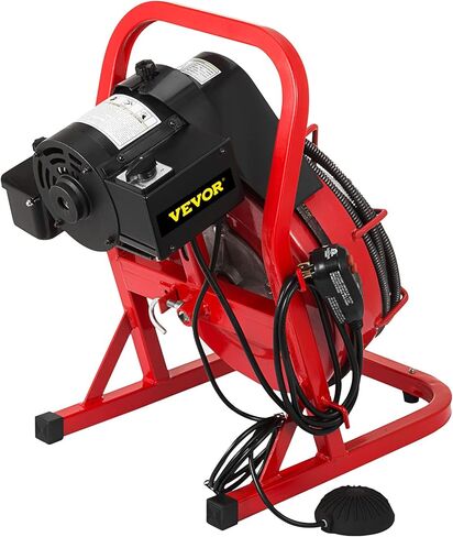آلة VEVOR مقاس 50 قدمًا × 3/8 بوصة تناسب منظف الصرف المحمول للأنابيب من 1 إلى 4 بوصات مع 8 قطع أوجيه، أحمر + أسود in Saudi Arabia