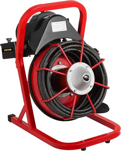 آلة VEVOR مقاس 50 قدمًا × 3/8 بوصة تناسب منظف الصرف المحمول للأنابيب من 1 إلى 4 بوصات مع 8 قطع أوجيه، أحمر + أسود in Saudi Arabia