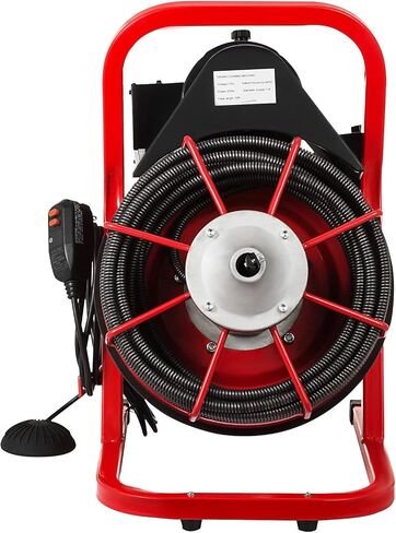 آلة VEVOR مقاس 50 قدمًا × 3/8 بوصة تناسب منظف الصرف المحمول للأنابيب من 1 إلى 4 بوصات مع 8 قطع أوجيه، أحمر + أسود in Saudi Arabia