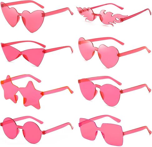 SUNOVELTIES 16 Mixed Style Rimless Sunglasses Women's Retro Colored Party Glasses for Bachelor Party Photoshoot Costume Accessories in Kuwait