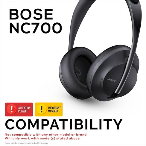 وسائد أذن بديلة لسماعات الرأس اللاسلكية Bose NC700، وسائد من جلد البولي يوريثان الناعم مع رغوة الذاكرة، راحة إضافية، وسادات أذن سهلة وسريعة التركيب، من Brainwavz (أسود) in Saudi Arabia