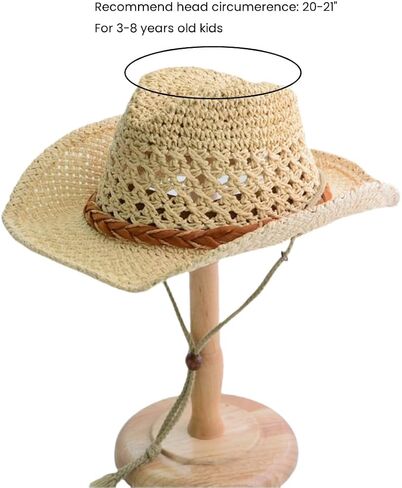Kids Straw Cowboy Hat Wide Brim Sun Hat Shapeable Western Style Country Cowgirl Summer Panama Hat Sombrero UPF 50+ Beach Hat in Saudi Arabia