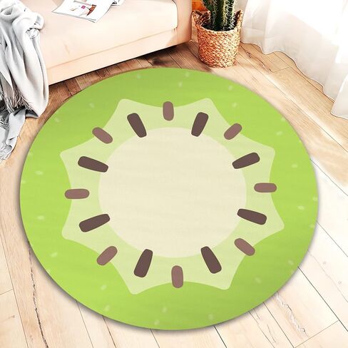 Cute Kiwi Fruit Rug Cool and Fresh Home Decor for Kitchen Kids Room Bathroom Bedroom Non Slip Machine Washable Round Large Area Rug Spring Summer Home Decoration Carpet (2x2 ft.) in Saudi Arabia