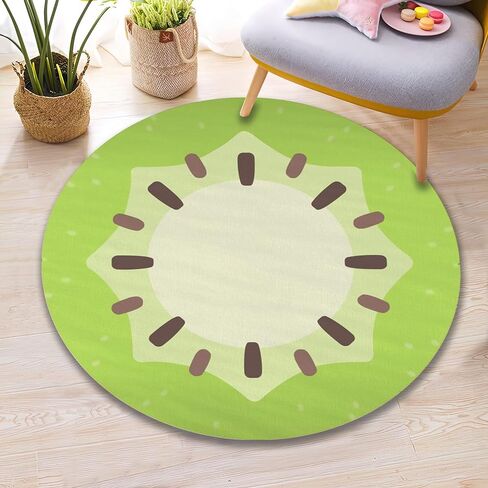 Cute Kiwi Fruit Rug Cool and Fresh Home Decor for Kitchen Kids Room Bathroom Bedroom Non Slip Machine Washable Round Large Area Rug Spring Summer Home Decoration Carpet (2x2 ft.) in Saudi Arabia
