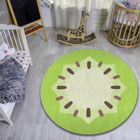 Cute Kiwi Fruit Rug Cool and Fresh Home Decor for Kitchen Kids Room Bathroom Bedroom Non Slip Machine Washable Round Large Area Rug Spring Summer Home Decoration Carpet (2x2 ft.) in Saudi Arabia
