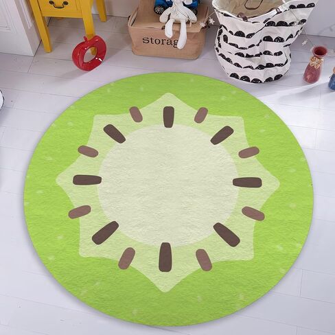 Cute Kiwi Fruit Rug Cool and Fresh Home Decor for Kitchen Kids Room Bathroom Bedroom Non Slip Machine Washable Round Large Area Rug Spring Summer Home Decoration Carpet (2x2 ft.) in Saudi Arabia
