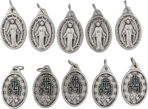 Lot of 10 Miraculous Medal 1" Charms with Jump Rings Included - Mary Our Lady of Grace Made in Italy by Venerare in Kuwait