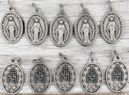 Lot of 10 Miraculous Medal 1" Charms with Jump Rings Included - Mary Our Lady of Grace Made in Italy by Venerare in Kuwait