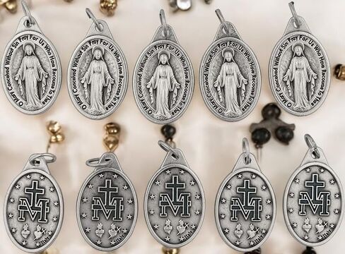Lot of 10 Miraculous Medal 1" Charms with Jump Rings Included - Mary Our Lady of Grace Made in Italy by Venerare in Kuwait