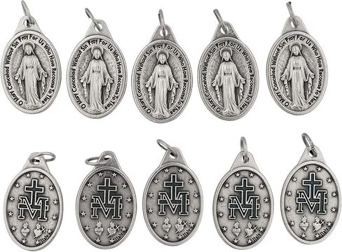 Lot of 10 Miraculous Medal 1" Charms with Jump Rings Included - Mary Our Lady of Grace Made in Italy by Venerare in Kuwait