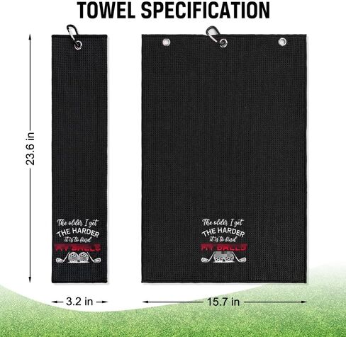 ERHACHAIJIA The Older I Get The Harder It is Embroidered Golf Towel with Clip. Funny Golf Accessories Golf Gifts for Men Women Golf Lover Grandpa Grandma, Birthday Retirement Gift for Golf Fan in Saudi Arabia