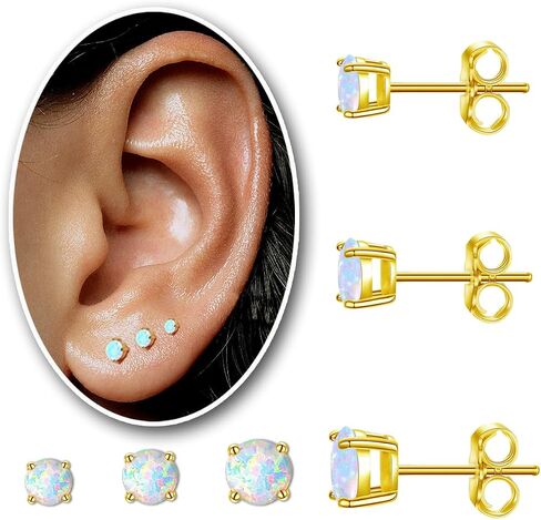 Opal Stud Earrings for women Hypoallergenic Surgical Steel Earrings studs Tragus/Cartilage/Conch/Helix-Dainty Piercing Stainless steel Stud Earrings For Women Men Girls Jewelry Gifts（4mm) in Saudi Arabia