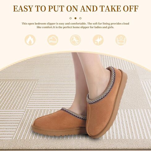 Women's Slipper Platform Mini Boots Indoor Slippers Slip on Fur Fleece Lined Suede Comfy Fur Fleece Lined Short Ankle Boots in Saudi Arabia