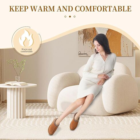 Women's Slipper Platform Mini Boots Indoor Slippers Slip on Fur Fleece Lined Suede Comfy Fur Fleece Lined Short Ankle Boots in Saudi Arabia