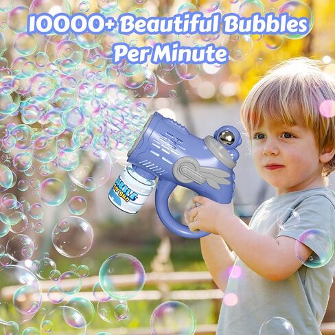 Automatic Bubble Machine, Bubble Blower for Kids Toddlers Batteries Bubble Toys 18000+ Bubbles Per Minute, Portable 90° Bubble Maker with Light Effect for Parties, Birthday, Wedding, Christmas, Black in Saudi Arabia