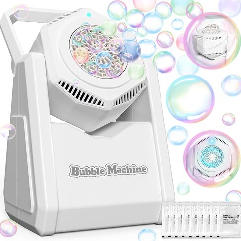 Automatic Bubble Machine, Bubble Blower for Kids Toddlers Batteries Bubble Toys 18000+ Bubbles Per Minute, Portable 90° Bubble Maker with Light Effect for Parties, Birthday, Wedding, Christmas, Black in Saudi Arabia