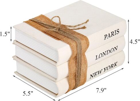 مجموعة Tosnail مكونة من 3 صناديق كتب مزخرفة، مجموعة كتب بتصميم عصري مع غلاف خيش ريفي، كتب صناعية لديكور المنزل، المكتب، طاولة القهوة، الرف، غرفة المعيشة in Kuwait