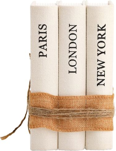 مجموعة Tosnail مكونة من 3 صناديق كتب مزخرفة، مجموعة كتب بتصميم عصري مع غلاف خيش ريفي، كتب صناعية لديكور المنزل، المكتب، طاولة القهوة، الرف، غرفة المعيشة in Kuwait