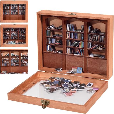 رف كتب متأرجح لتخفيف القلق - يتضمن 200 كتاب صغير، رف كتب خشبي خالي من التوتر الذهني، مناسب لديكور المنزل والمكتب، مكتبة صغيرة وهدية فريدة. in Saudi Arabia