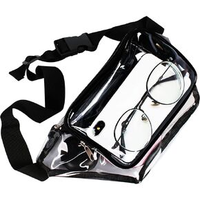 Clear Fanny Pack,Stadium Approved Fanny Packs for Women Men Fashionable,Small Cute Clear Waist Bag with Adjustable Strap for Sporting Events,Concert,Travel,Football Matches,Basketball(Black)