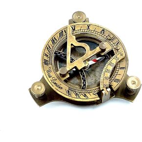 Antique Sundial Brass Compass Handmade Nautical Ship Camping Compass