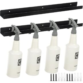 2 Pcs Spray Bottle Holder Wall Mounted Spray Bottle Storage Rack with Hardware Spray Bottle Hanger Spray Bottle Organizer, Holds up to 12 Sprayers (16 Oz) for Mobile Garage Home Organizer