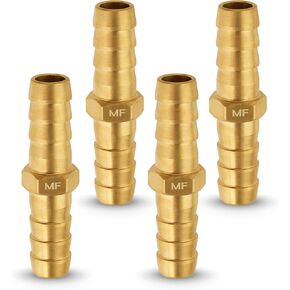 MAACFLOW Brass 3/8" Hose ID Barb Barbed Fitting Splicer Repair (Barb OD 0.42") (Pack of 4)