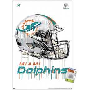 Trends International NFL Miami Dolphins - Drip Helmet 20 Wall Poster, 22.37" x 34.00", Poster & Push Pin Bundle
