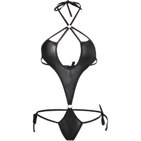 Womens One Piece G String Slingshot Mocro Bikini Extreme Slutty Sexy Swimsuit Bathing Suit Tiny Mocro Monokini Black