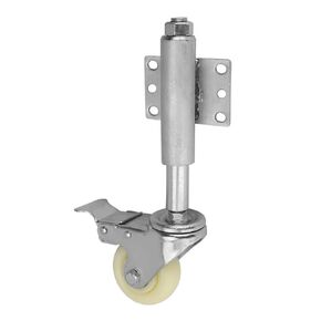 3" Nylon Metal Gate Wheel Gate Caster Heavy Duty Flat Spring Loaded Swivel Caster with Brake 110lbs Load Capacity