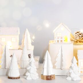 Nuenen 8 Pcs Ceramic Christmas Tree Porcelain Christmas Tree Winter Christmas Trees Mini Stoneware Trees for Mantle Vintage Table Shelf Living Room Bedroom Cabinets Office Desktop(Tree)