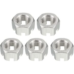 uxcell M16 x 2mm Pitch Hexagon Castle Nut, 304 Stainless Steel Slotted Hex Nuts, Pack of 5