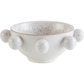 47th & Main Decorative Bowls Knob Ceramic Bowl For Home Décor, Small, White Speckled