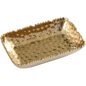 Pampa Bay CER-2732-G Rectangular Dish in Golden Millennium, 7-inch Length, Porcelain