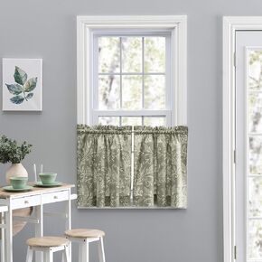 Ellis Curtain Lexington Leaf Curtain Tiers, Sage 56"x36"