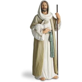 Good Shepherd Statue Jesus Holding Lamb 9.5inch Religious Modern Home Decor Figurine Indoor Tabletop Religious Gift