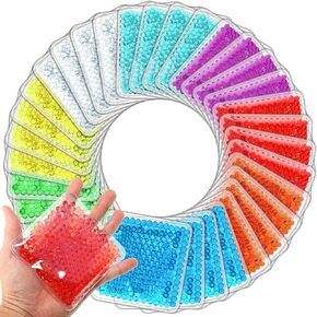 TrelaCo 32 Pack Small Ice Packs for Injuries Mini Boo Boo Ice Packs Gel Bead Ice Packs Reusable Hot and Cold Gel Ice Pack for Breastfed Injury Pain Relief Headache Tired Eyes, 8 Colors