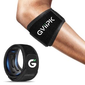 Tennis Elbow Brace Strap for Tendonitis Elbow Relief for Men & Women, Golfers Elbow Brace, Arm Forearm Brace Bands, Golf Elbow Pads Support - Black 1 Pack