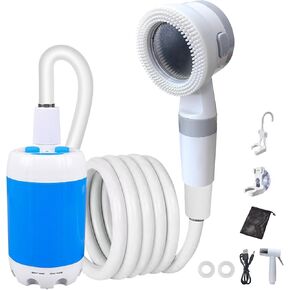 Portable Camping Shower Outdoor Camp Shower Pump,Upgrade Rechargeable Electric Shower Pump with Intelligent Digital Display Multiple Spray Modes for Camping, Hiking, Traveling,RV
