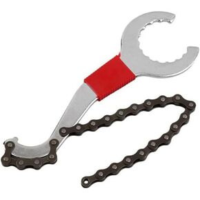 3 In 1 Bike Chain Whip Bottom Bracket Freewheel Spanner Wrench Lockring Tool, Black, Silver