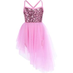 YiZYiF Kids Girl's Sequined Camisole Ballet Dress Chiffon Dance Leotard