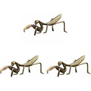 MAGICLULU 3 Pcs Praying Mantis Ornament Brass Fish Animal Figurines Feng Shui Figurine Metal Garden Eggs to