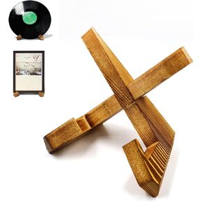 sdroceRyaM Vinyl Record Dispaly Stand Plate Holder Wooden Picture Frame Stand Tabletop Art Decorative Holder for Cookbook, Platter, Photo (Brown)