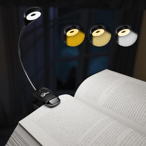 2 PACK Book Lights for Reading in Bed, 12 LEDs Rechargeable Clip Lamp with 3 Lighting Color, Stepless Dimming, Eye Protection, 80 Hours Runtime, 360° Flexible Gooseneck, Lightweight, Portable