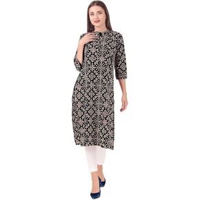 ladyline Casual Womens Rayon Tunic Top Patola Printed Knee Length Kurti Kurta